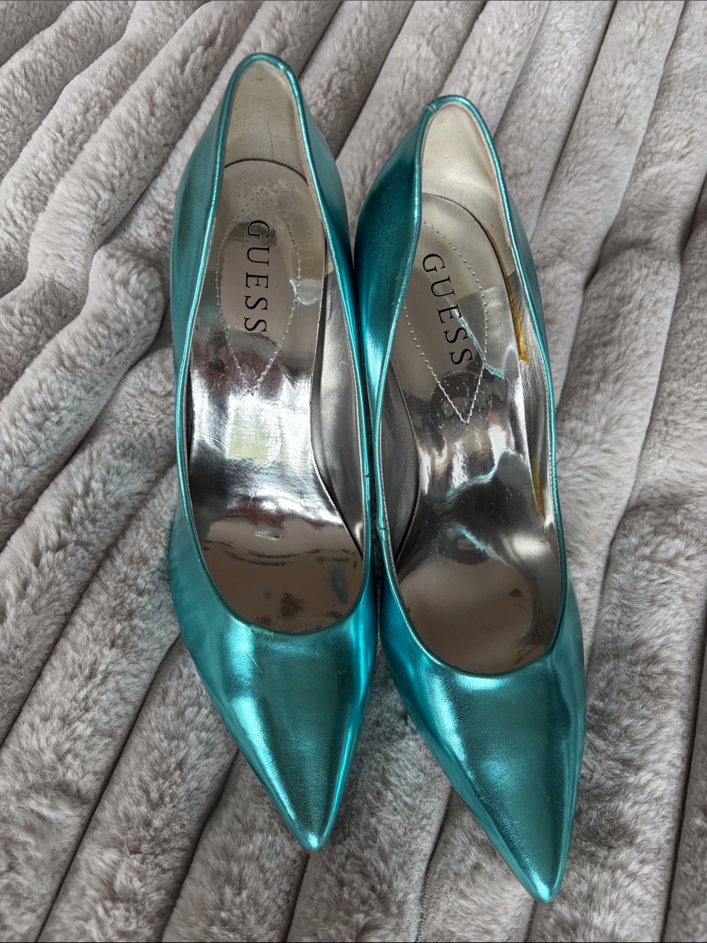 GUESS Metallic Teal Pointed-Toe Pumps